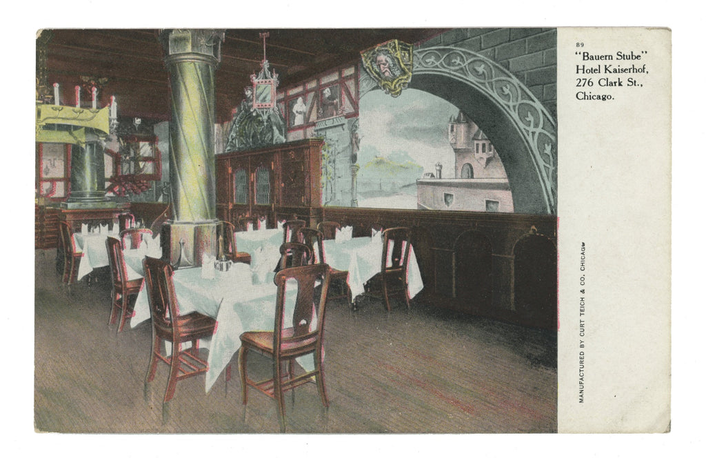 group of early 20th century postcards of chicago's kaiserhof hotel with interior images of ladies' cafe