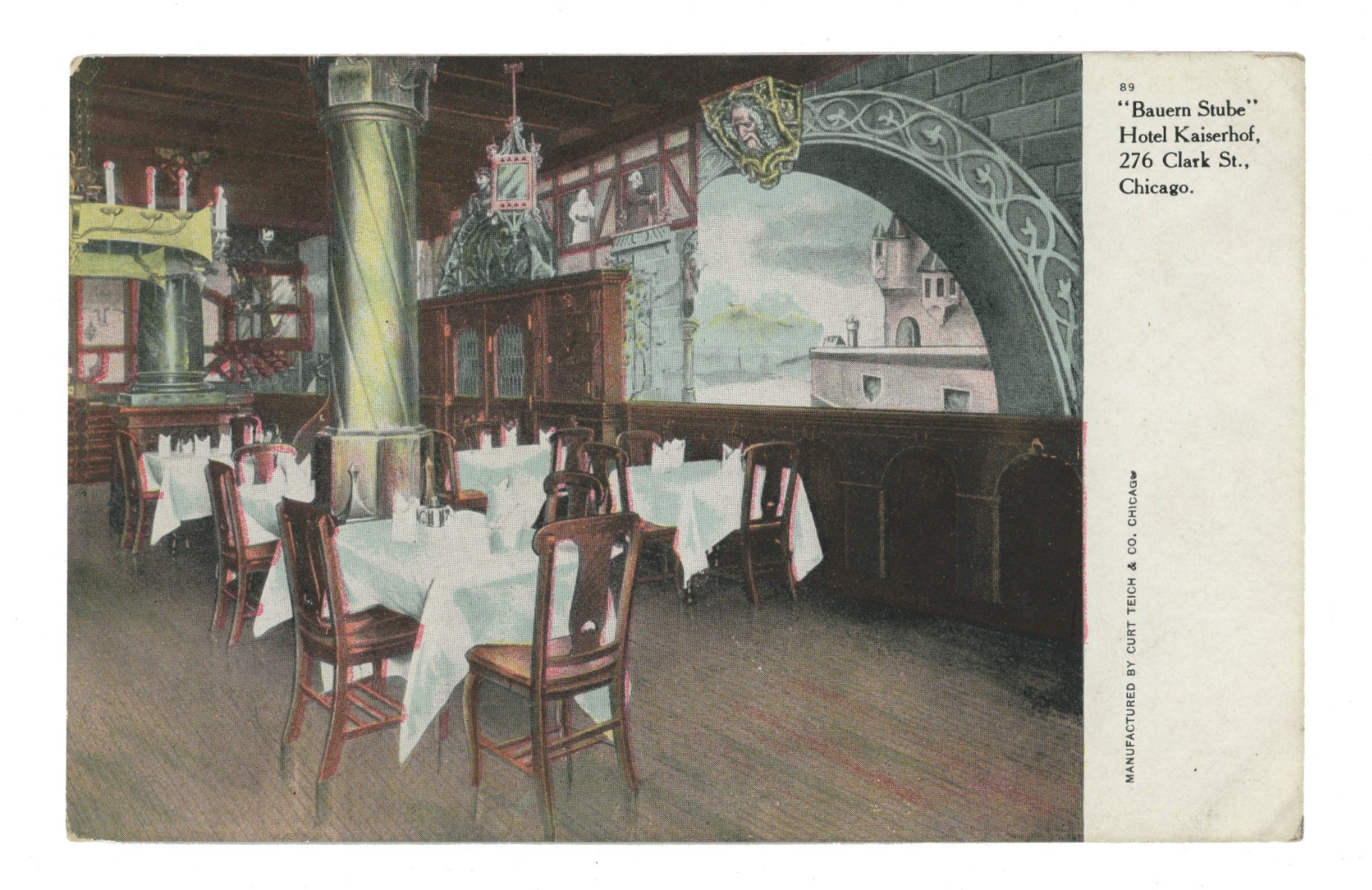 group of early 20th century postcards of chicago's kaiserhof hotel with interior images of ladies' cafe