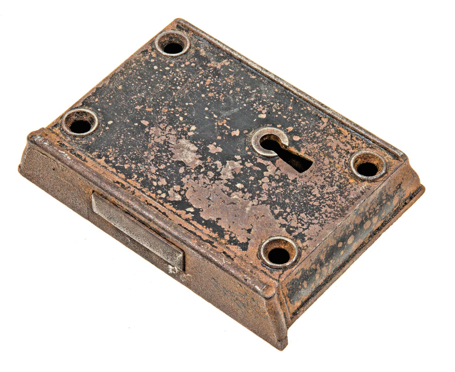 original 1850s interior door surface or rimlock salvaged from carter and bauer's old saint patrick's church in chicago