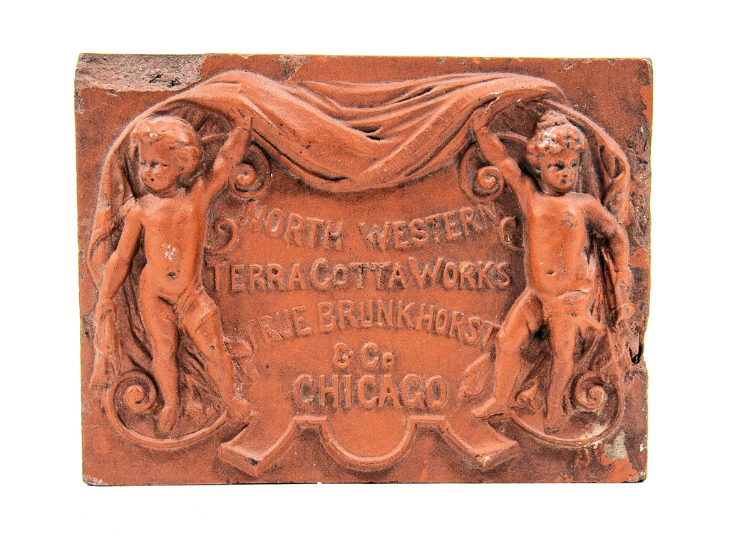 rare early 1880s diminutive northwestern terra cotta works red slip glazed salesman sample tile or block