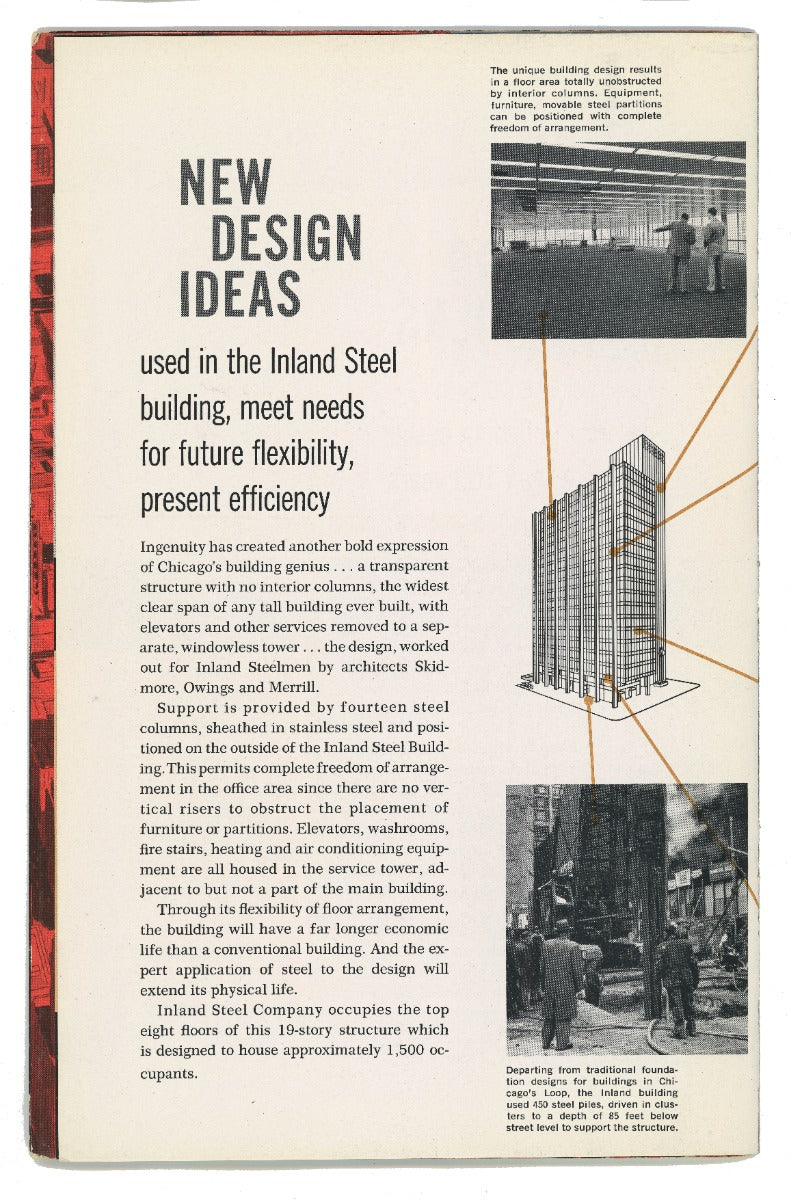 original 1950s dedication booklet for skidmore, owings, and merrill's inland steel building located at 30 west monroe in chicago
