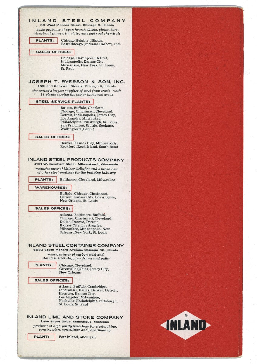 original 1950s dedication booklet for skidmore, owings, and merrill's inland steel building located at 30 west monroe in chicago