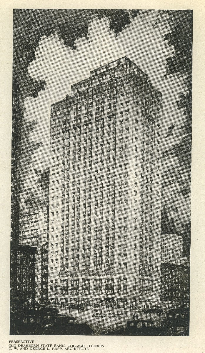 group of original 1920s half-tone prints of rapp and rapp's old dearborn state bank