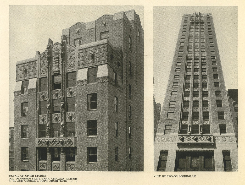 group of original 1920s half-tone prints of rapp and rapp's old dearborn state bank