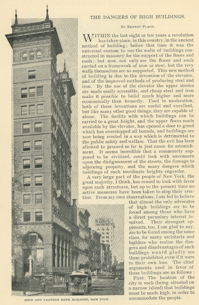 1896 cosmopolitan article on the "dangers of high buildings," by ernest flagg