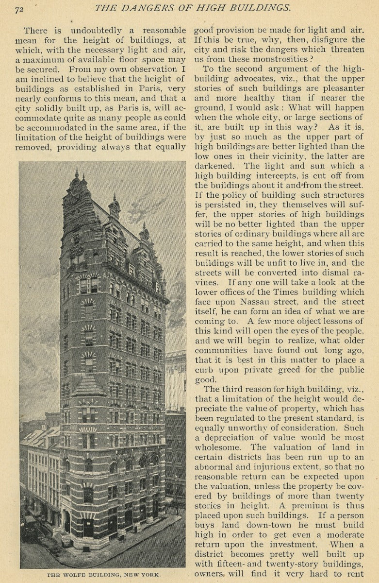 1896 cosmopolitan article on the "dangers of high buildings," by ernest flagg