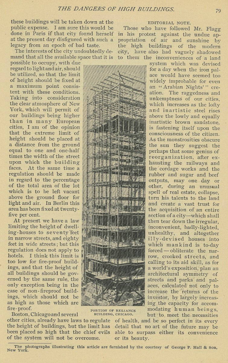 1896 cosmopolitan article on the "dangers of high buildings," by ernest flagg