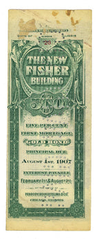 original 1907 d.h. burnham and company chicago fisher building bond certificate signed by