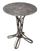unusual early 20th century riveted-joint american folk art folded and pressed steel parlor or cafe table