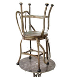 matching set of early 20th century brushed riveted and pressed steel "uhl art" toledo soda parlor chairs