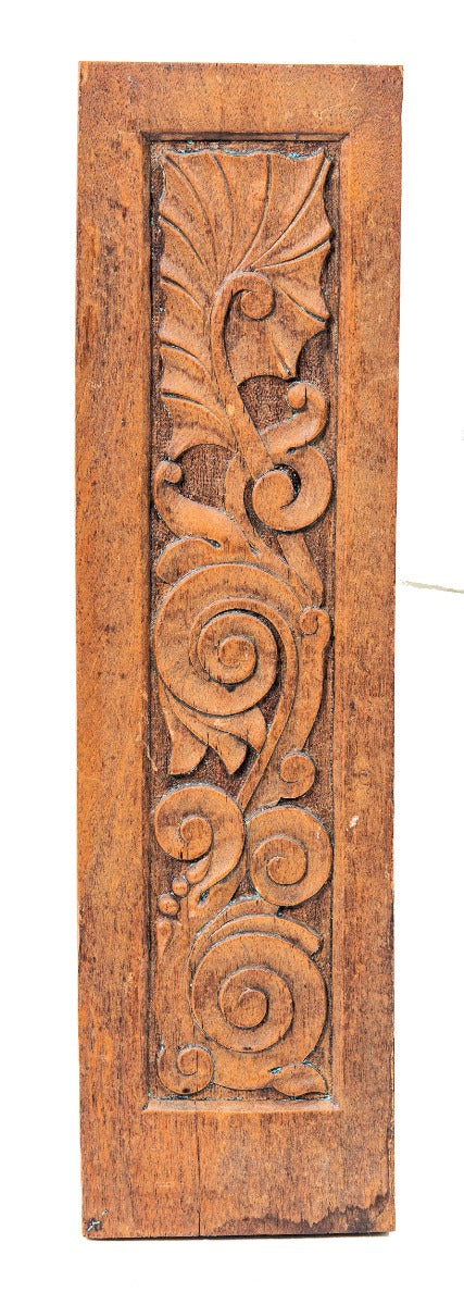 original hand-carved butternut wood fireplace panel salvaged from adler and sullivan's 1885-86 abraham kohn residence