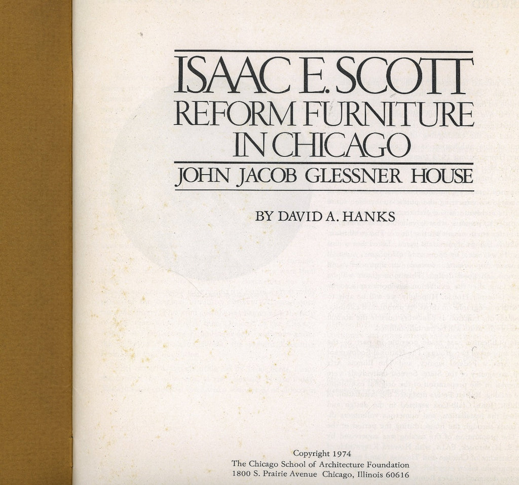 original saddle-stitched 1975 isaac e. scott reform furniture in chicago booklet by david a. hanks