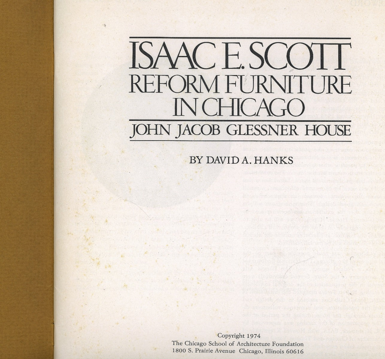 original saddle-stitched 1975 isaac e. scott reform furniture in chicago booklet by david a. hanks