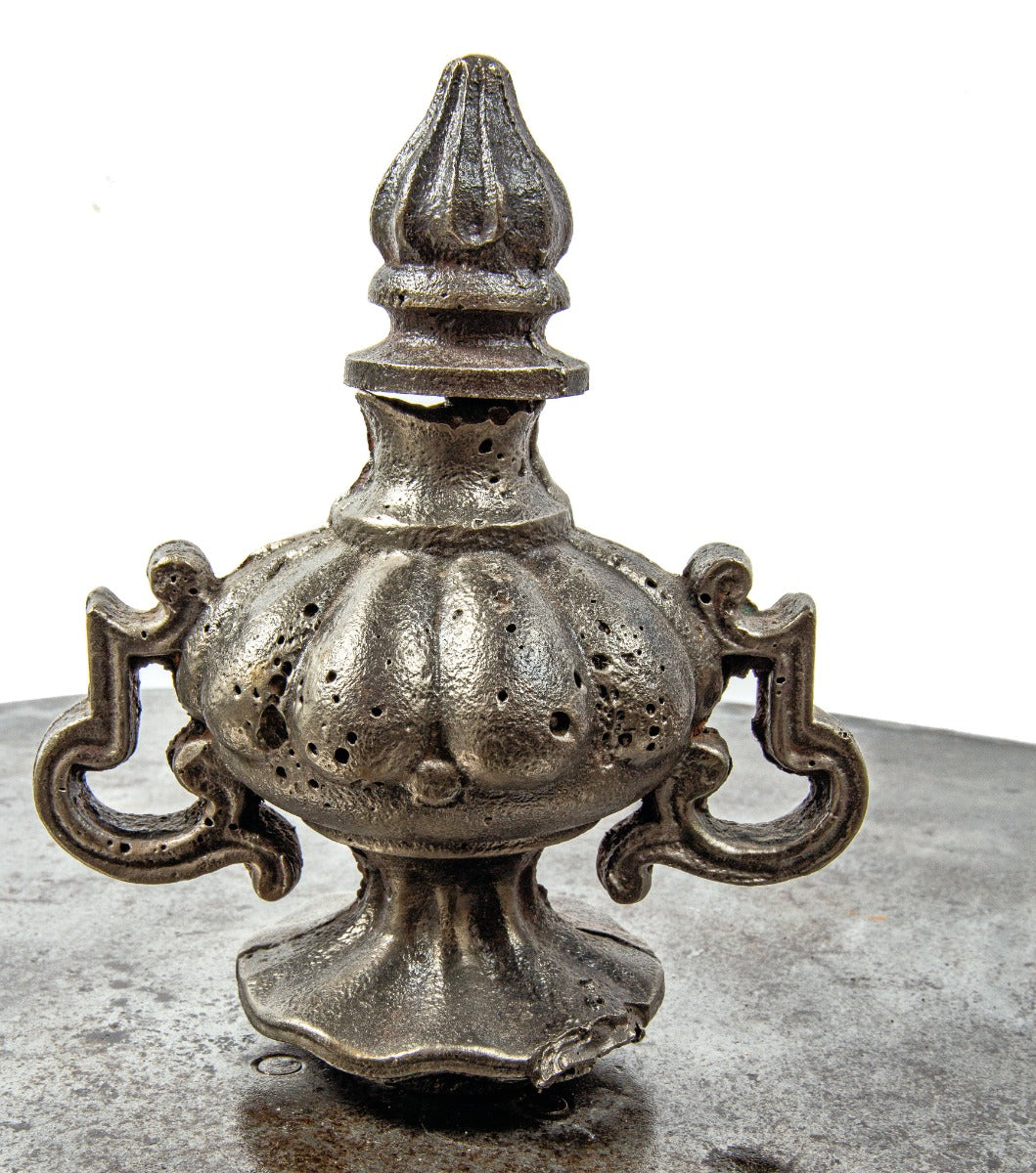 rare 1850s original ornamental cast iron brookyln heights mansion gate finial with urn and flame