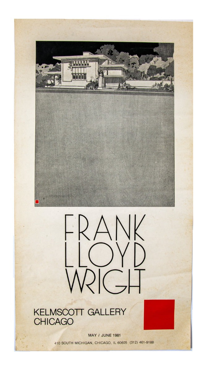original june of 1981 kelmscott gallery exhibition poster on frank lloyd wright