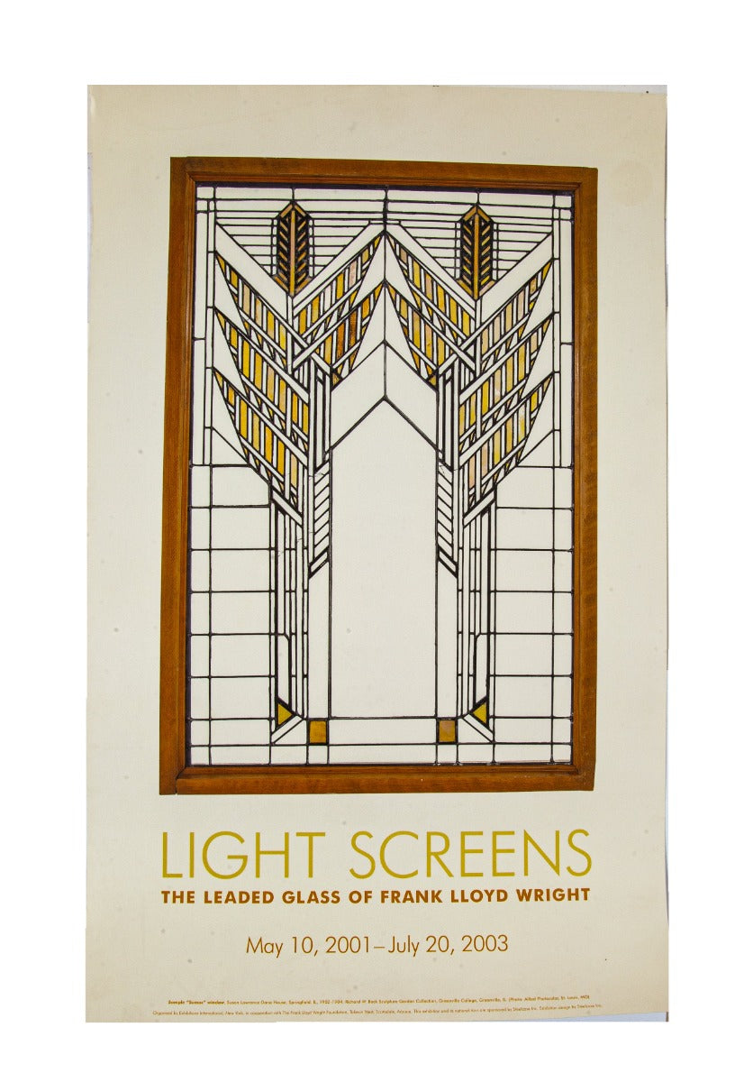 original early 2000s light screens: the leaded glass of frank lloyd wright exhibition poster featuring "sumac" dana house window