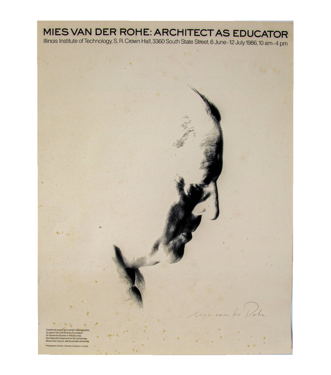 original 1986 illinois institute of technology exhibition poster on mies van der rohe as architect and educator
