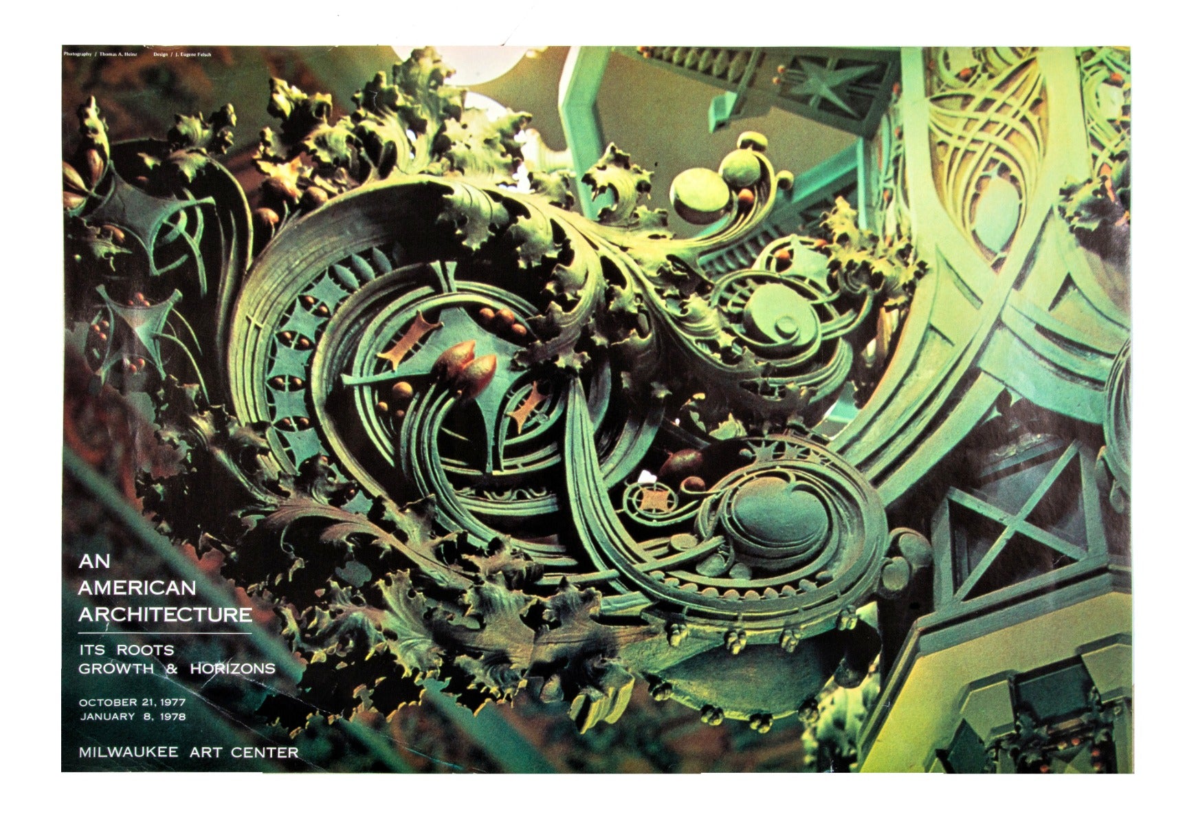 1970s original hard to find milwaukee art center exhibition poster titled "an american architecture: its roots, growth, and horizons"