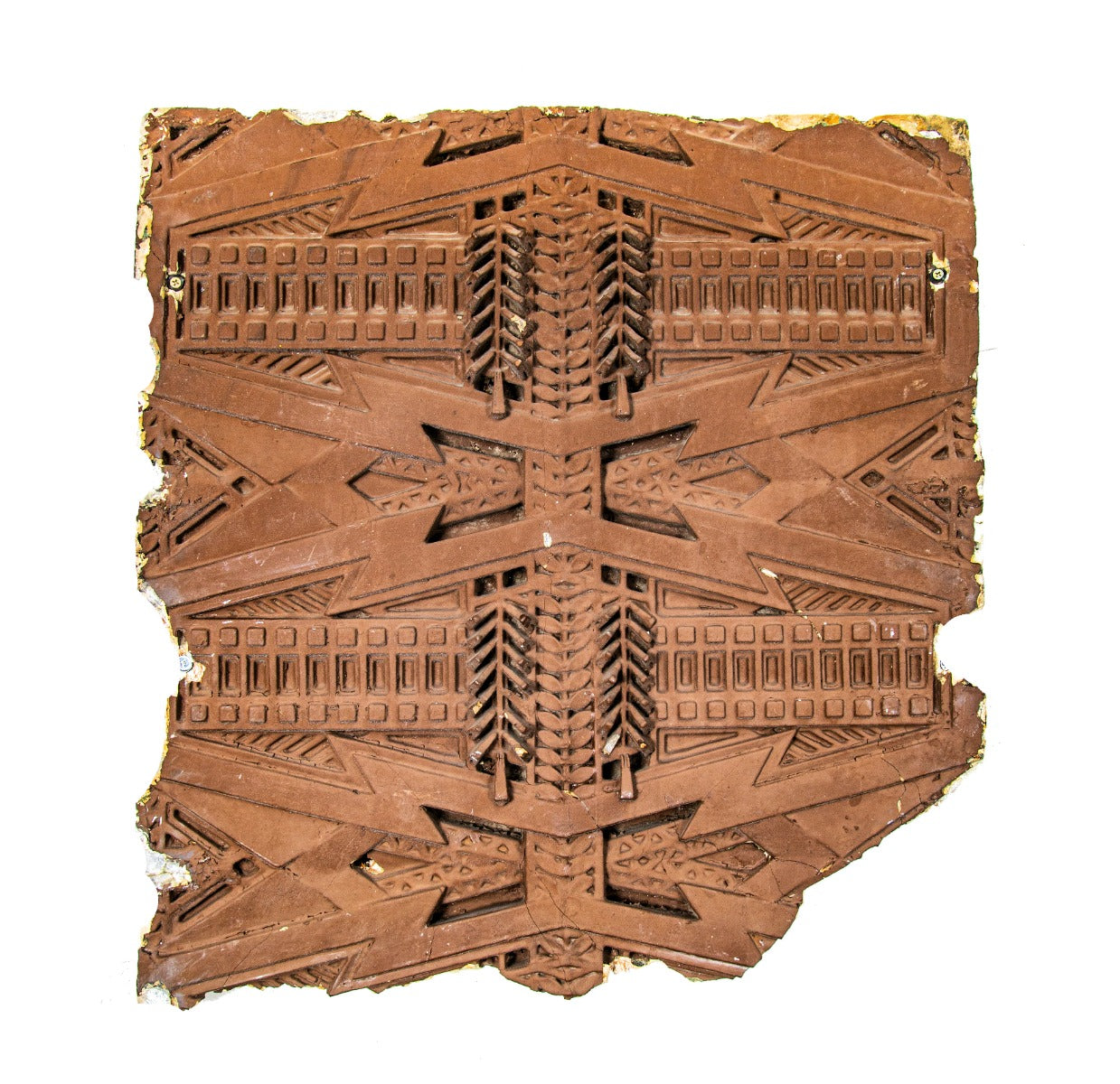 original 1902 frank lloyd wright-designed painted staff plaster dana house "sumac pattern" exterior frieze fragment