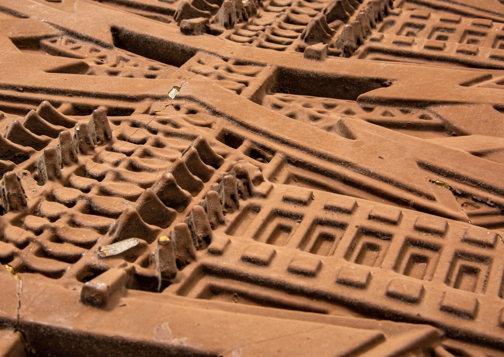 original 1902 frank lloyd wright-designed painted staff plaster dana house "sumac pattern" exterior frieze fragment