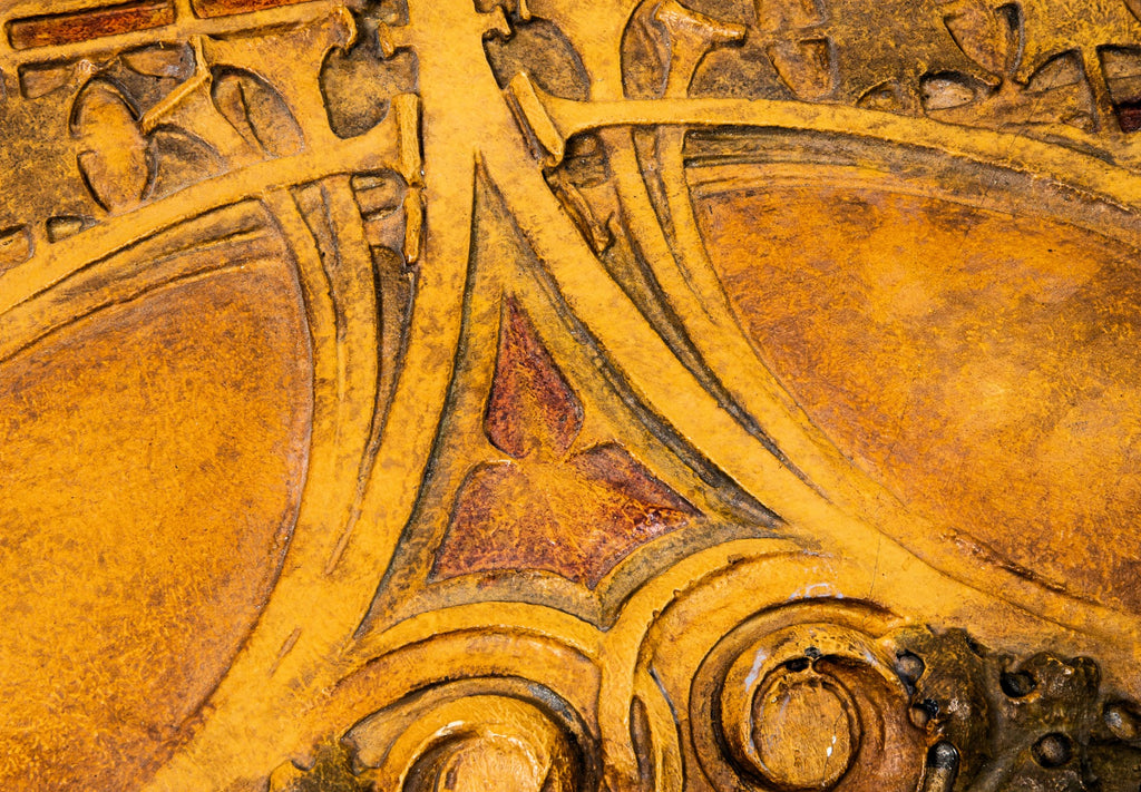 original frost and granger-designed polychromed sullivanesque style cast plast border panel from adler and sullivan's chicago stock exchange