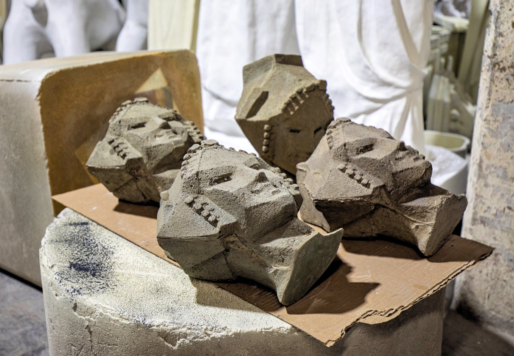 limited edition frank lloyd wright and alfonso iannelli-designed patinated composite midway gardens sprite or "spindle" head cast from original