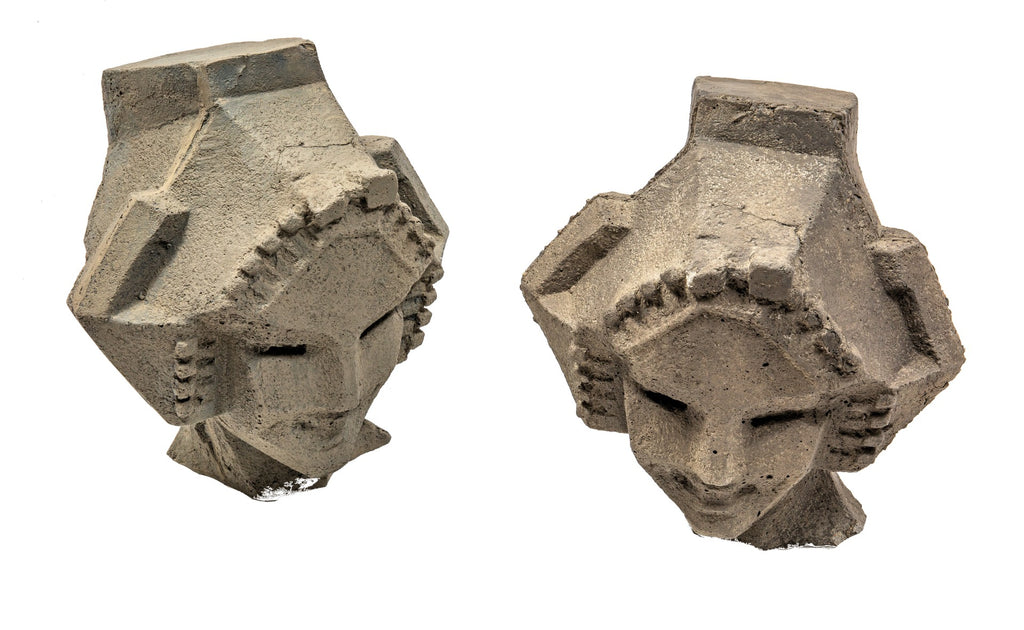 limited edition frank lloyd wright and alfonso iannelli-designed patinated composite midway gardens sprite or "spindle" head cast from original