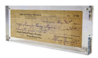 original double-sided lucite mounted 1922 alfonso iannelli bank check to architect barry byrne for unidentified services