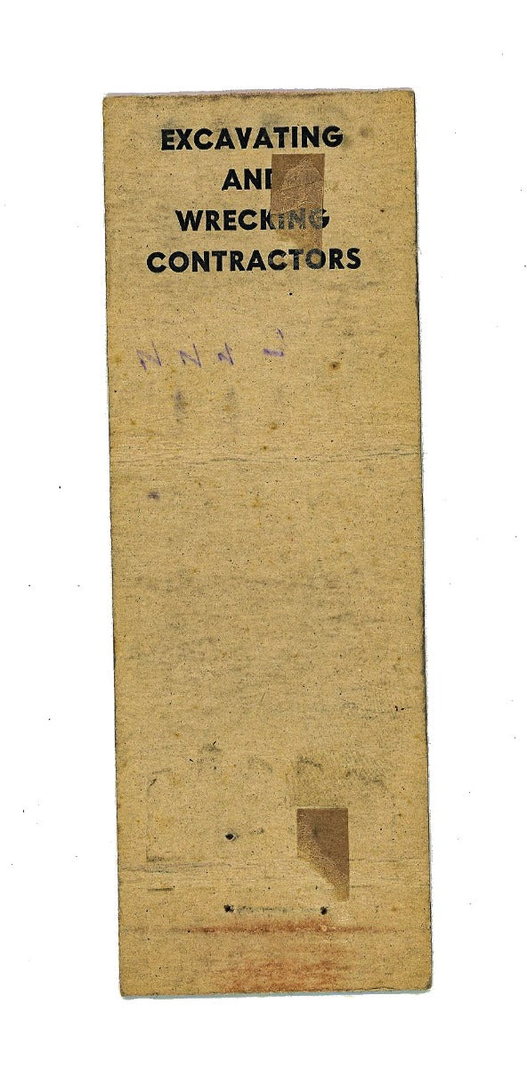1950s original chicago speedway wrecking and excavating company matchbook