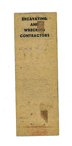 1950s original chicago speedway wrecking and excavating company matchbook
