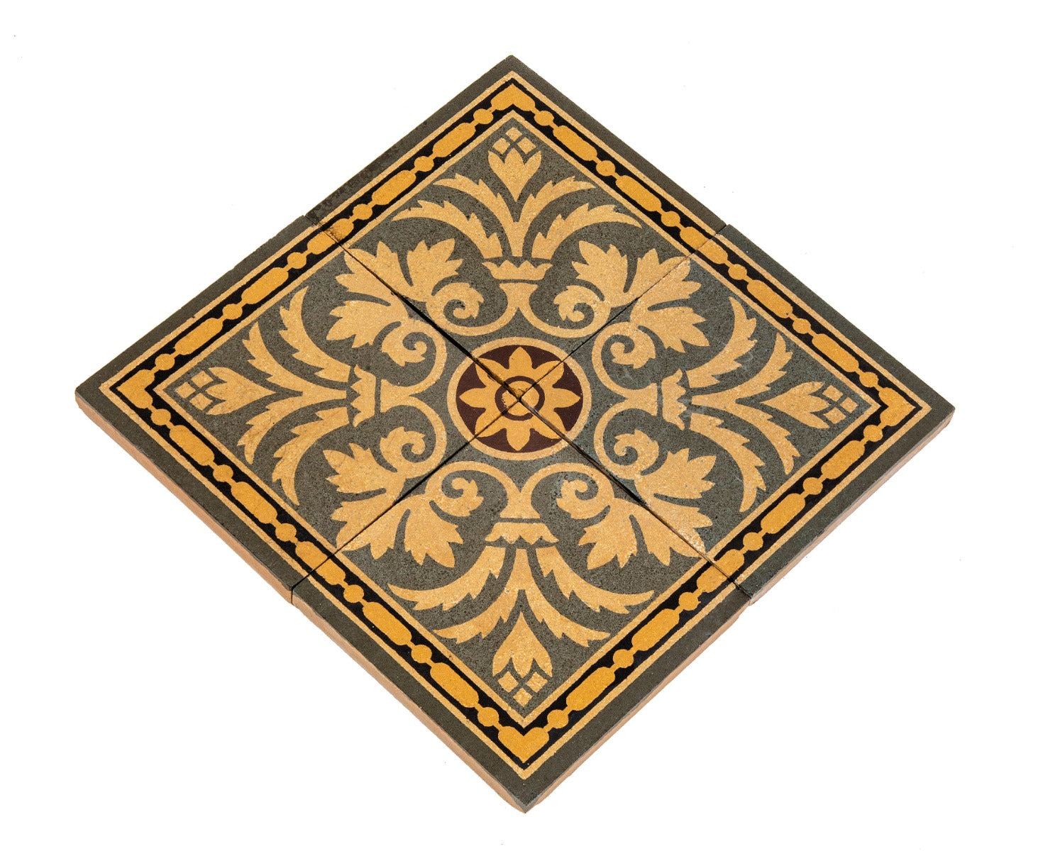 rare villeroy boch mettlach polychromatic encaustic floor tiles salvaged in the mid-1970s from adler and sullivan's wainwright building first floor lobby