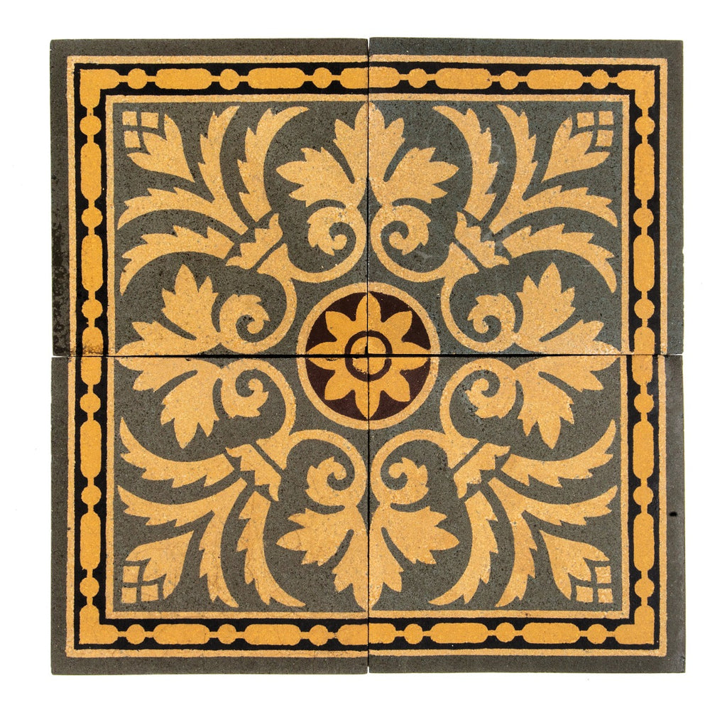 rare villeroy boch mettlach polychromatic encaustic floor tiles salvaged in the mid-1970s from adler and sullivan's wainwright building first floor lobby