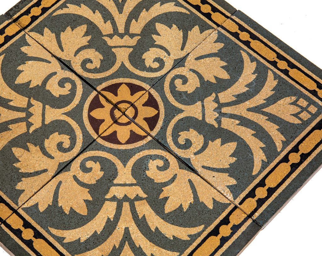 rare villeroy boch mettlach polychromatic encaustic floor tiles salvaged in the mid-1970s from adler and sullivan's wainwright building first floor lobby