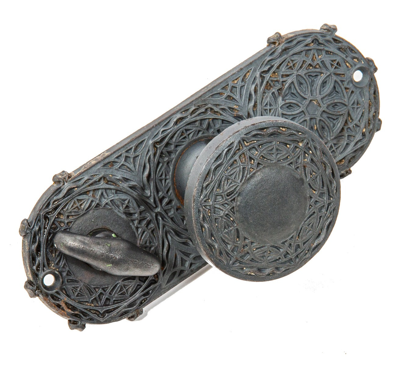 original louis h. sullivan-designed chicago stock exchange building interior office door hardware with largely intact bower-barff finish