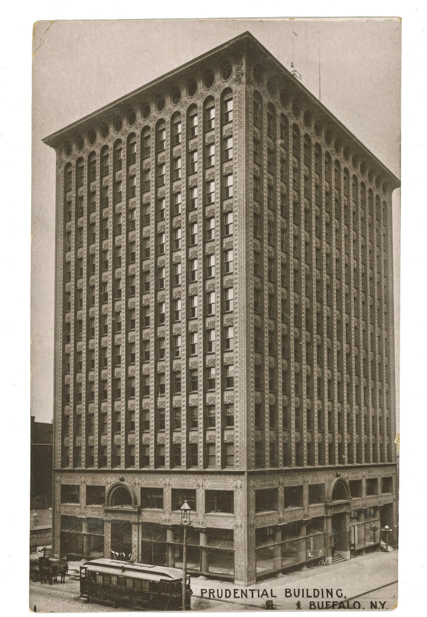 rare 1907 real photo postcard of adler and sullivan's guaranty or prudential building located in buffalo, new york