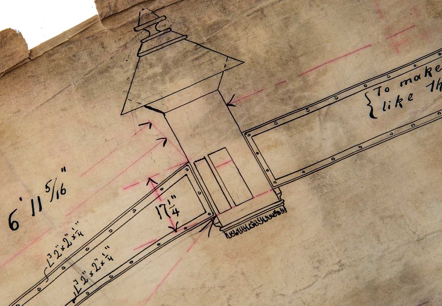 museum-quality rookery building (1888) hand-drawn skylight specifications on linen from office of burnham and root