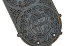rare museum quality 1894 louis h. sullivan-designed monogrammed chicago stock exchange doorknob backplate