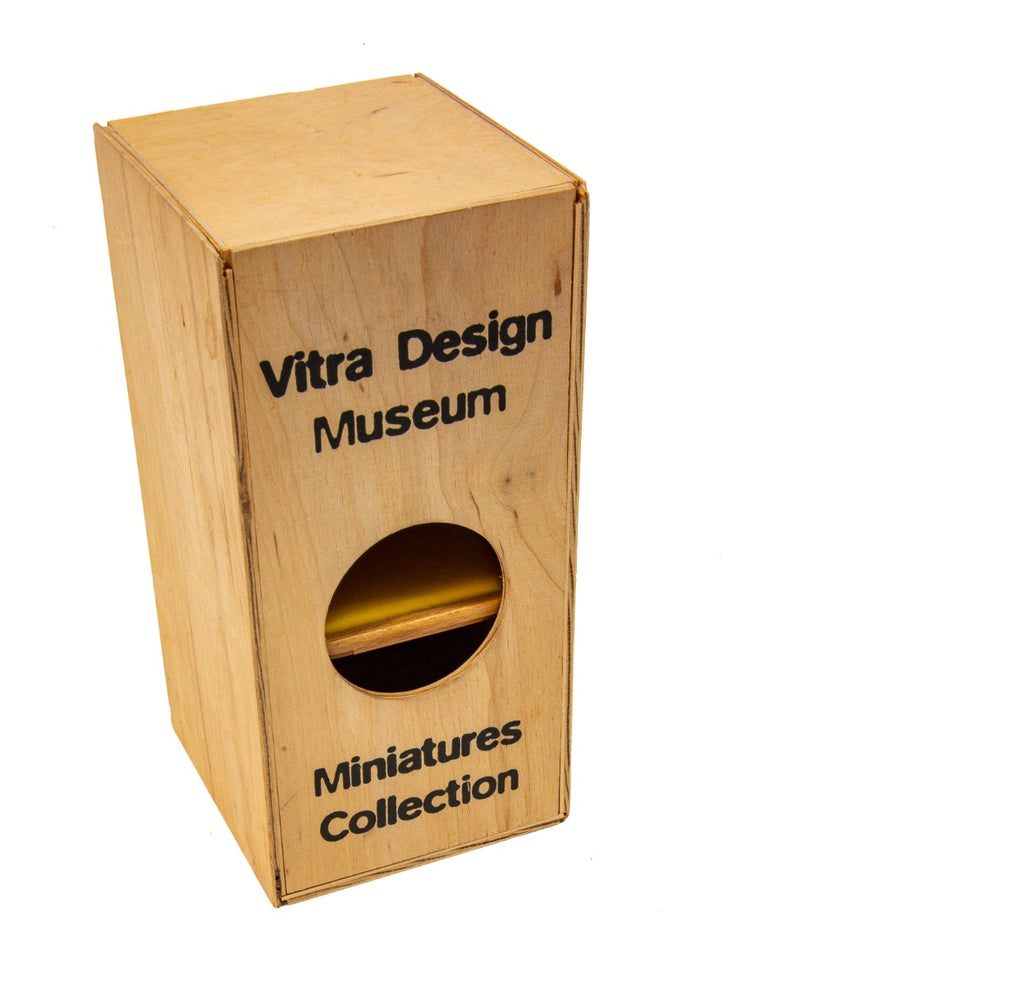 rare vitra miniature recreation of frank lloyd wright's yellow oil cloth "peacock" chair for imperial hotel