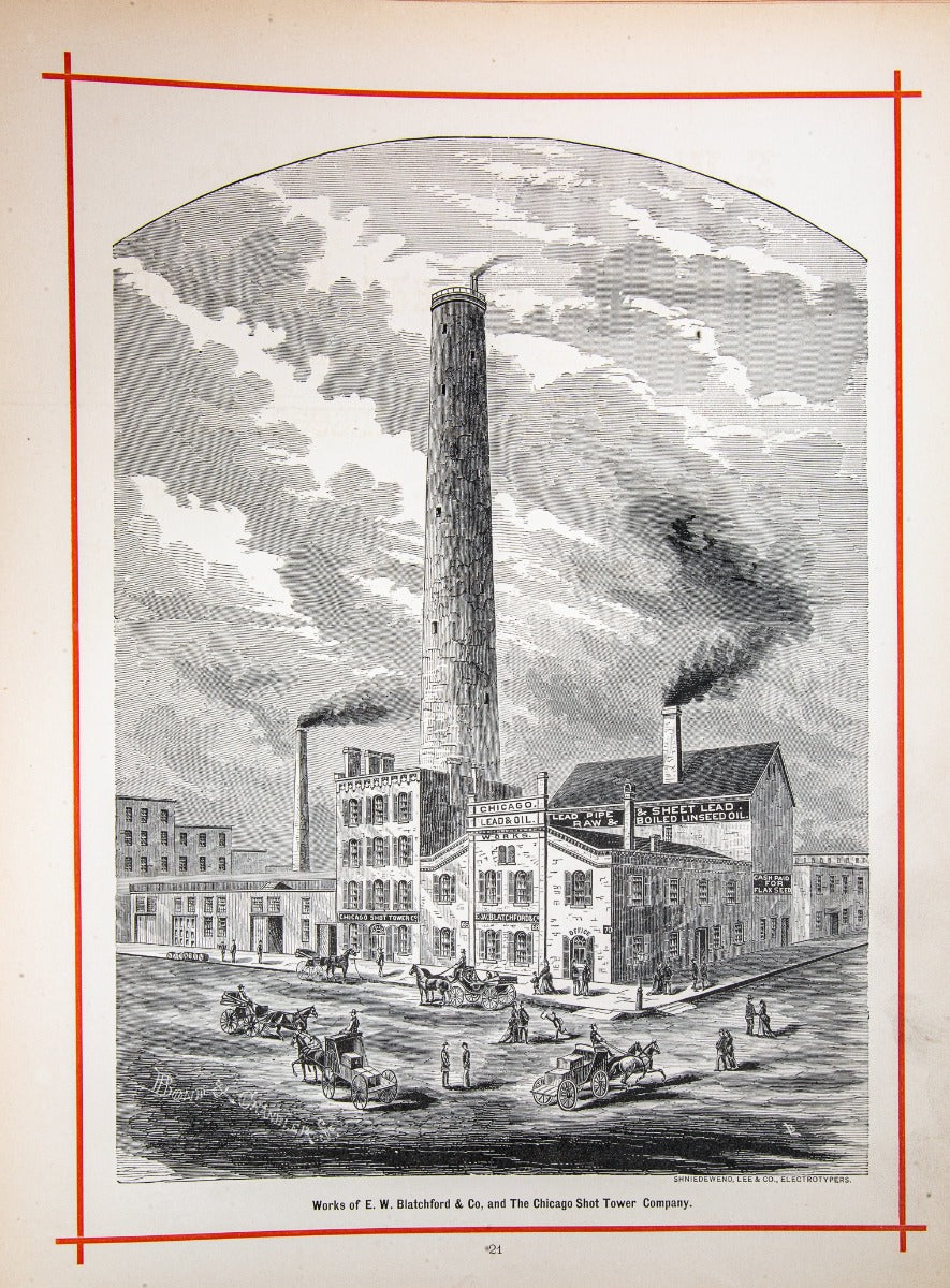 exceptionally rare 1873 merchants and manufacturers of chicago : being a complete history of our mercantile and manufacturing interests, and their progress since the fire : illustrated with upwards of one hundred fine wood engravings, printed with chas. e