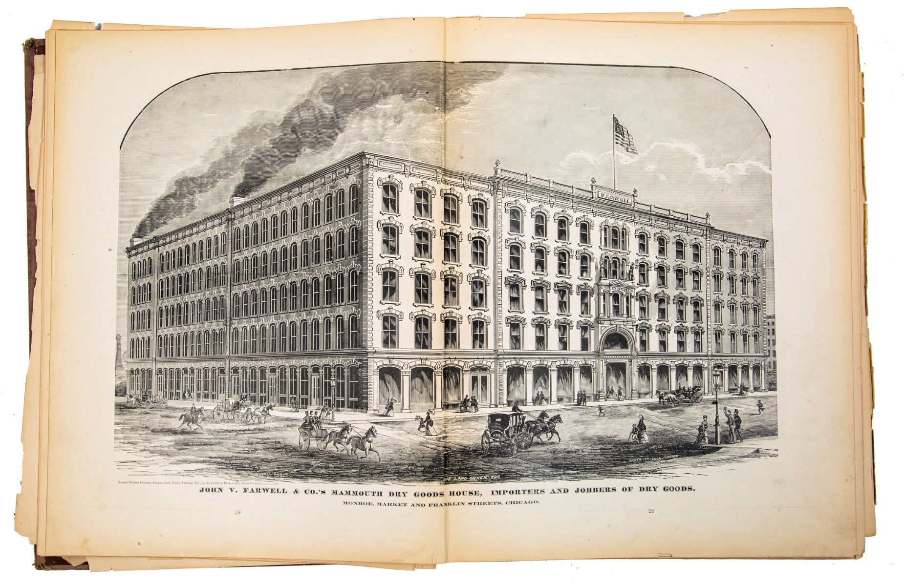 exceptionally rare 1873 merchants and manufacturers of chicago : being a complete history of our mercantile and manufacturing interests, and their progress since the fire : illustrated with upwards of one hundred fine wood engravings, printed with chas. e