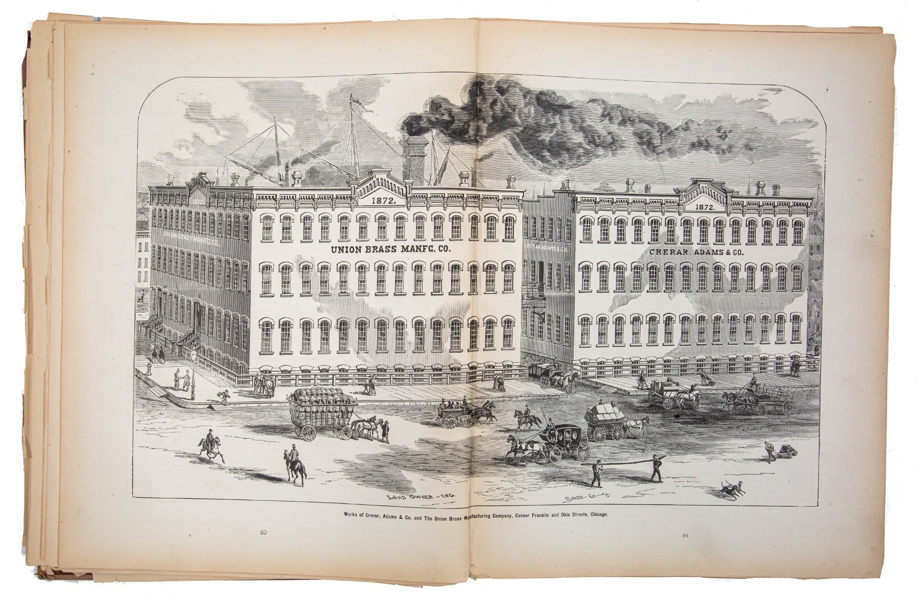 exceptionally rare 1873 merchants and manufacturers of chicago : being a complete history of our mercantile and manufacturing interests, and their progress since the fire : illustrated with upwards of one hundred fine wood engravings, printed with chas. e