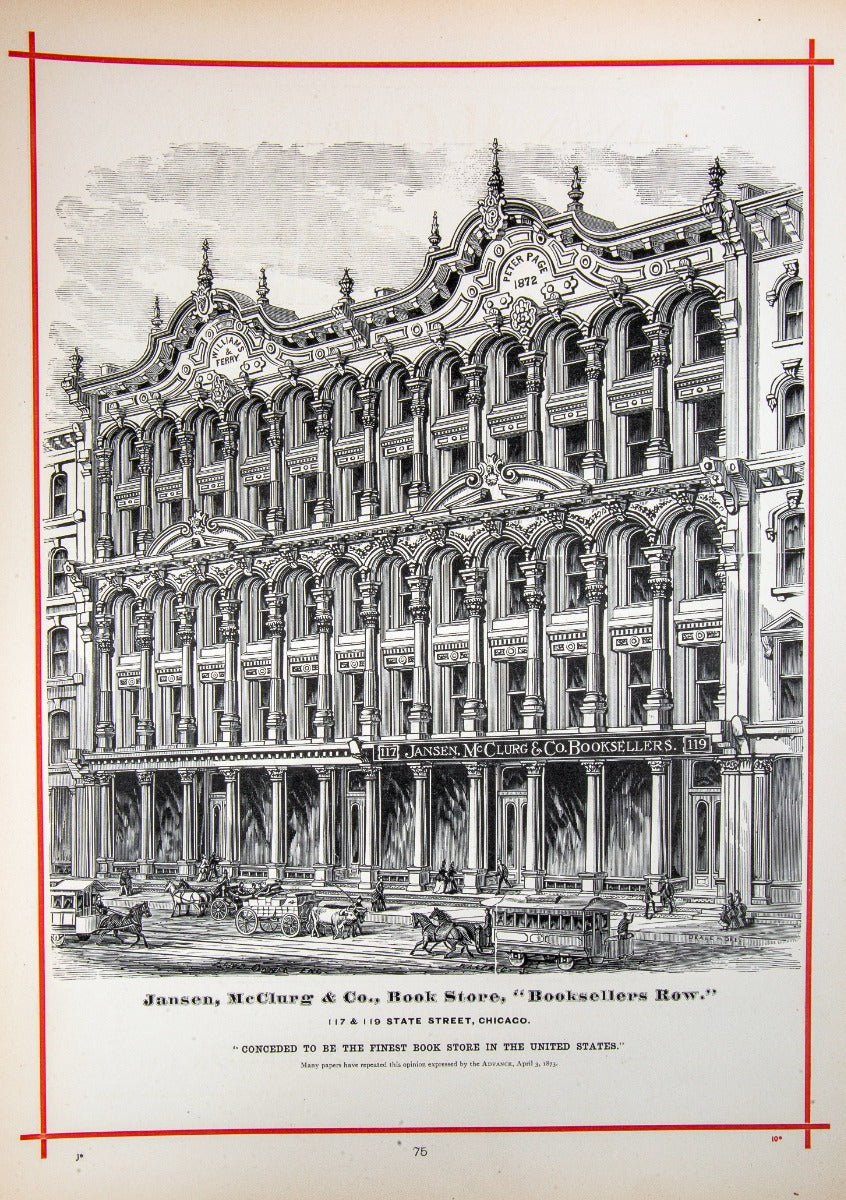 exceptionally rare 1873 merchants and manufacturers of chicago : being a complete history of our mercantile and manufacturing interests, and their progress since the fire : illustrated with upwards of one hundred fine wood engravings, printed with chas. e
