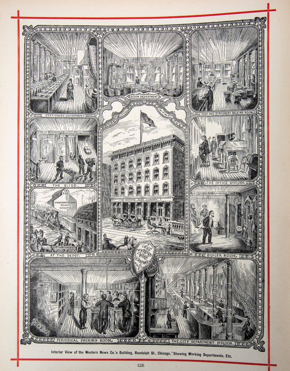 exceptionally rare 1873 merchants and manufacturers of chicago : being a complete history of our mercantile and manufacturing interests, and their progress since the fire : illustrated with upwards of one hundred fine wood engravings, printed with chas. e