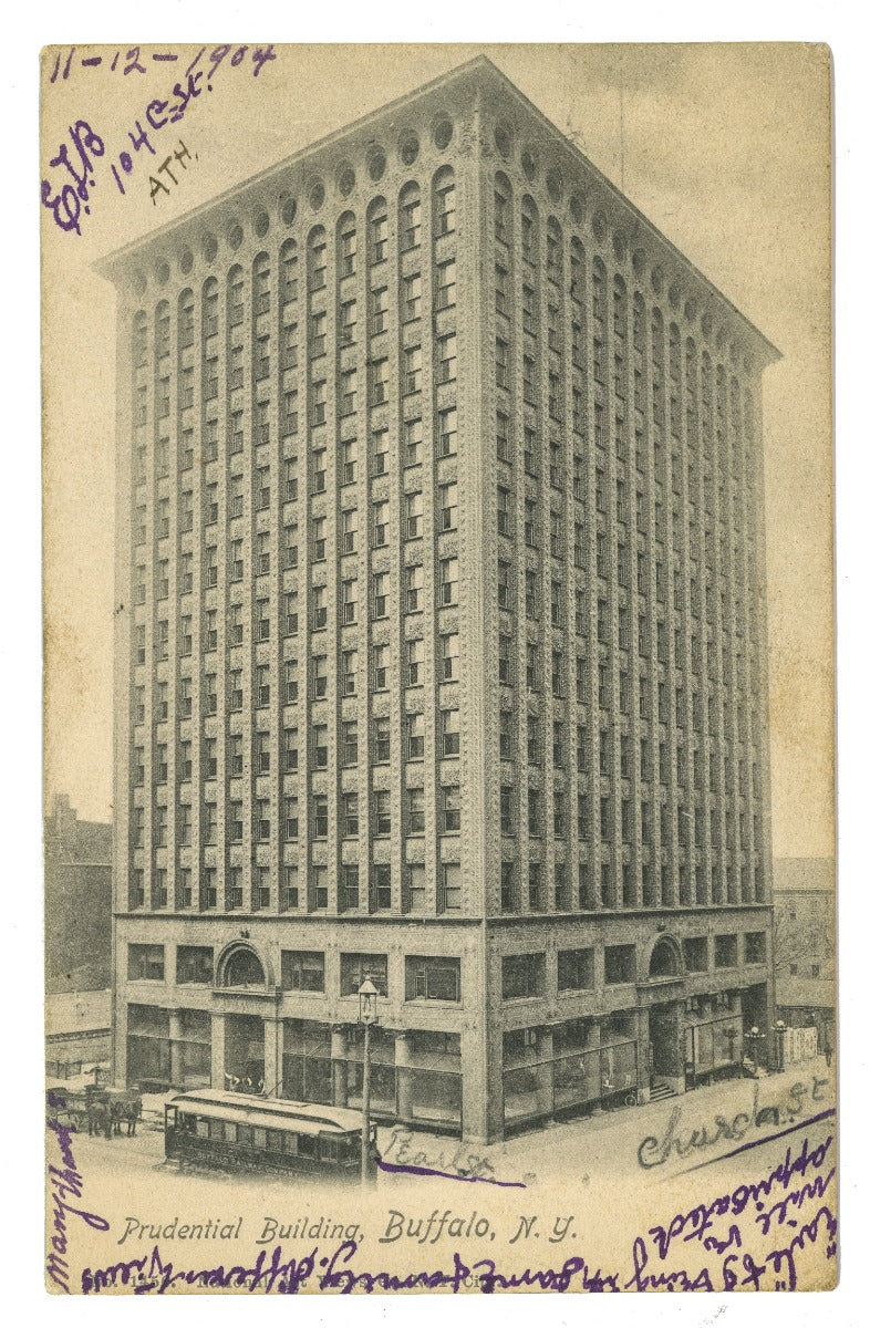 original dated 1904 postcard of adler and sullivan's guaranty building located in buffalo, new york