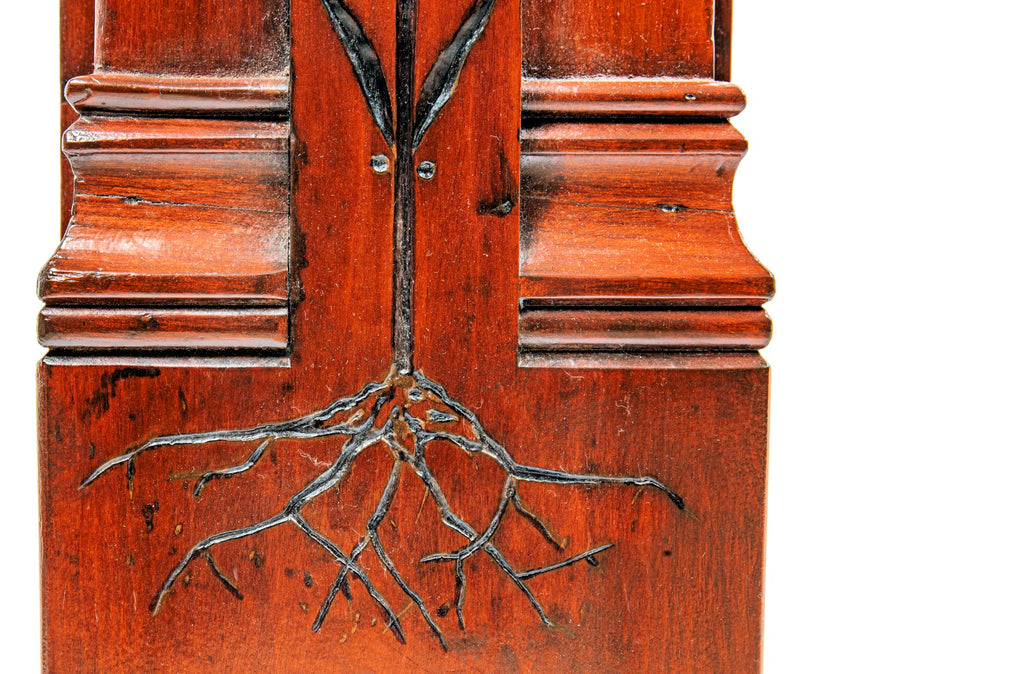 refinished historically important custom john wellborn root-designed carved cherry wood interior residential staircase newel post salvaged from burnham and root's 1879 amos s. hayden house