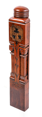 refinished historically important custom john wellborn root-designed carved cherry wood interior residential staircase newel post salvaged from burnham and root's 1879 amos s. hayden house