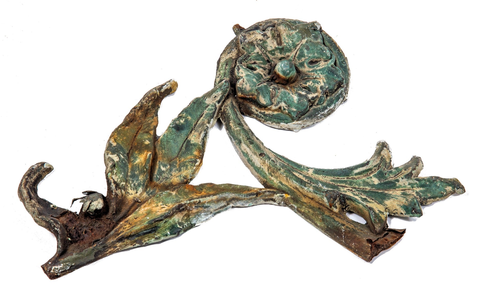 original historially important solon s. beman-designed cast iron and copper-wrapped roofline cresting fragment from prairie avenue kimball mansion