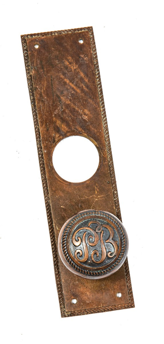 original holabird and roche-designed pontiac building custom office door hardware with mostly intact two-tone finish