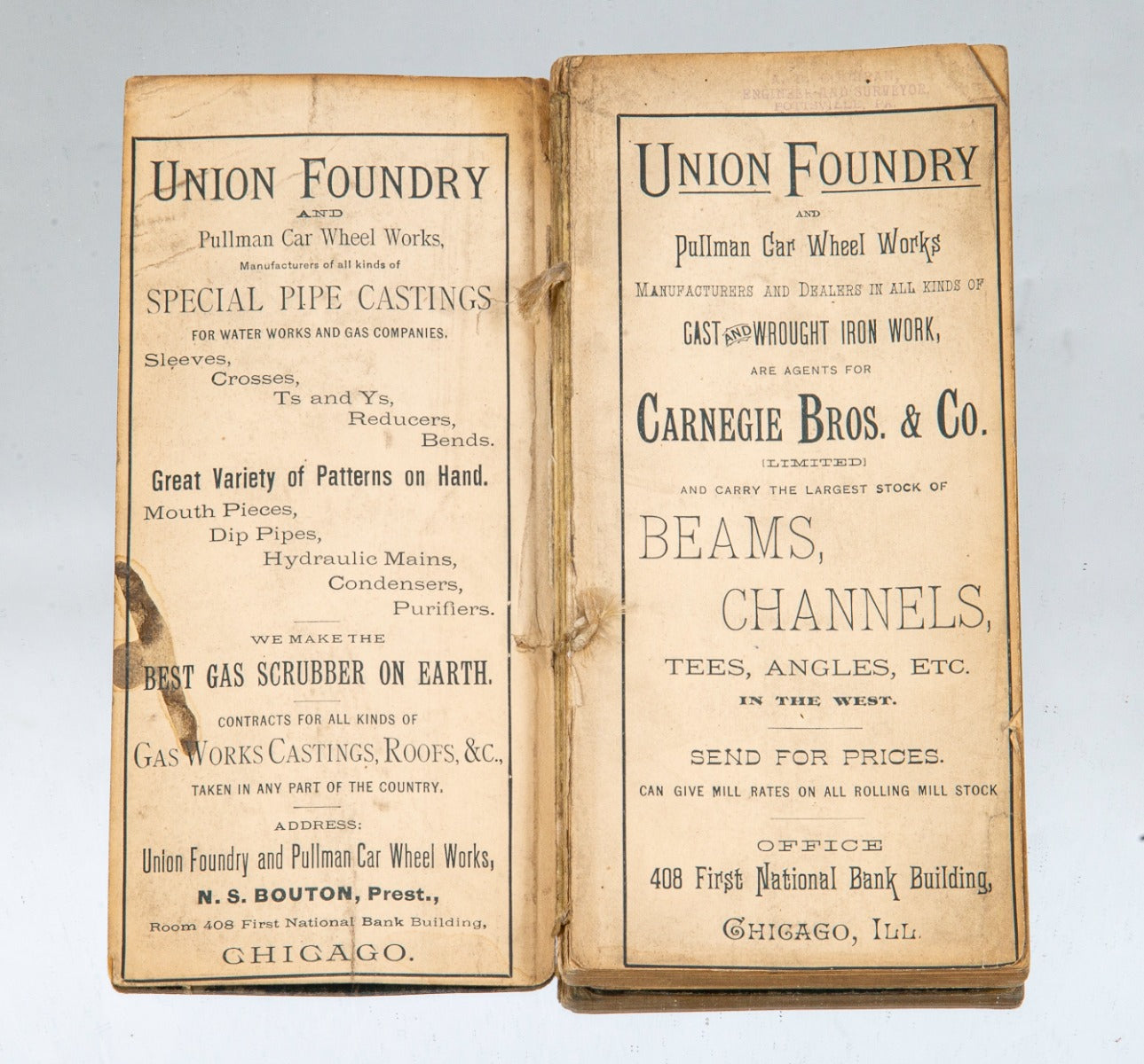 rare and highly sought after 1886 chicago-based union foundry company catalog with john edelamnn-designed ornament