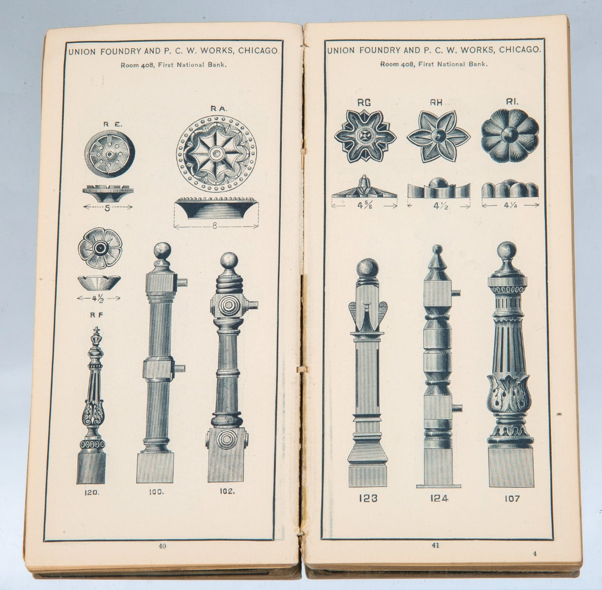 rare and highly sought after 1886 chicago-based union foundry company catalog with john edelamnn-designed ornament